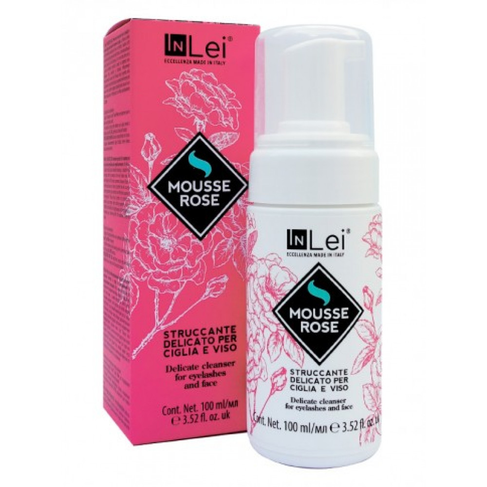 Мусс InLei Mousse Rose для снятия макияжа с ресниц и лица (100 мл)