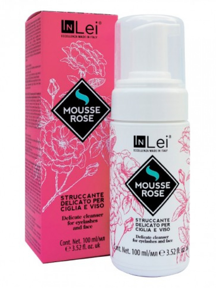 Мусс InLei Mousse Rose для снятия макияжа с ресниц и лица (100 мл)